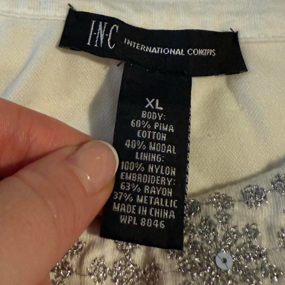 INC International Concepts White and Silver Embellished Dress - Picture 4 of 4